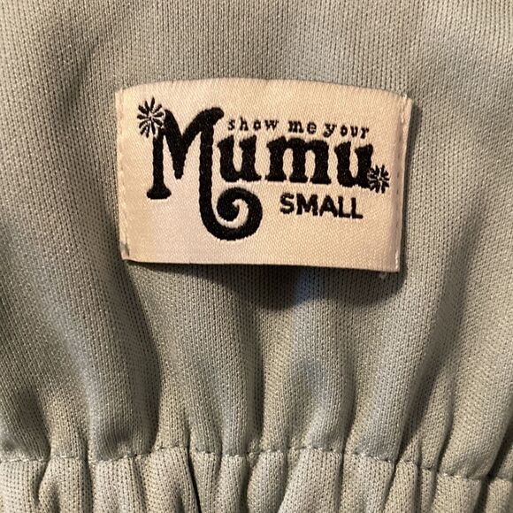 𝅺SHOW Me Your Mumu Caitlin Ruffle Maxi Dress in Silver Sage Crisp Size Small - Picture 4 of 12